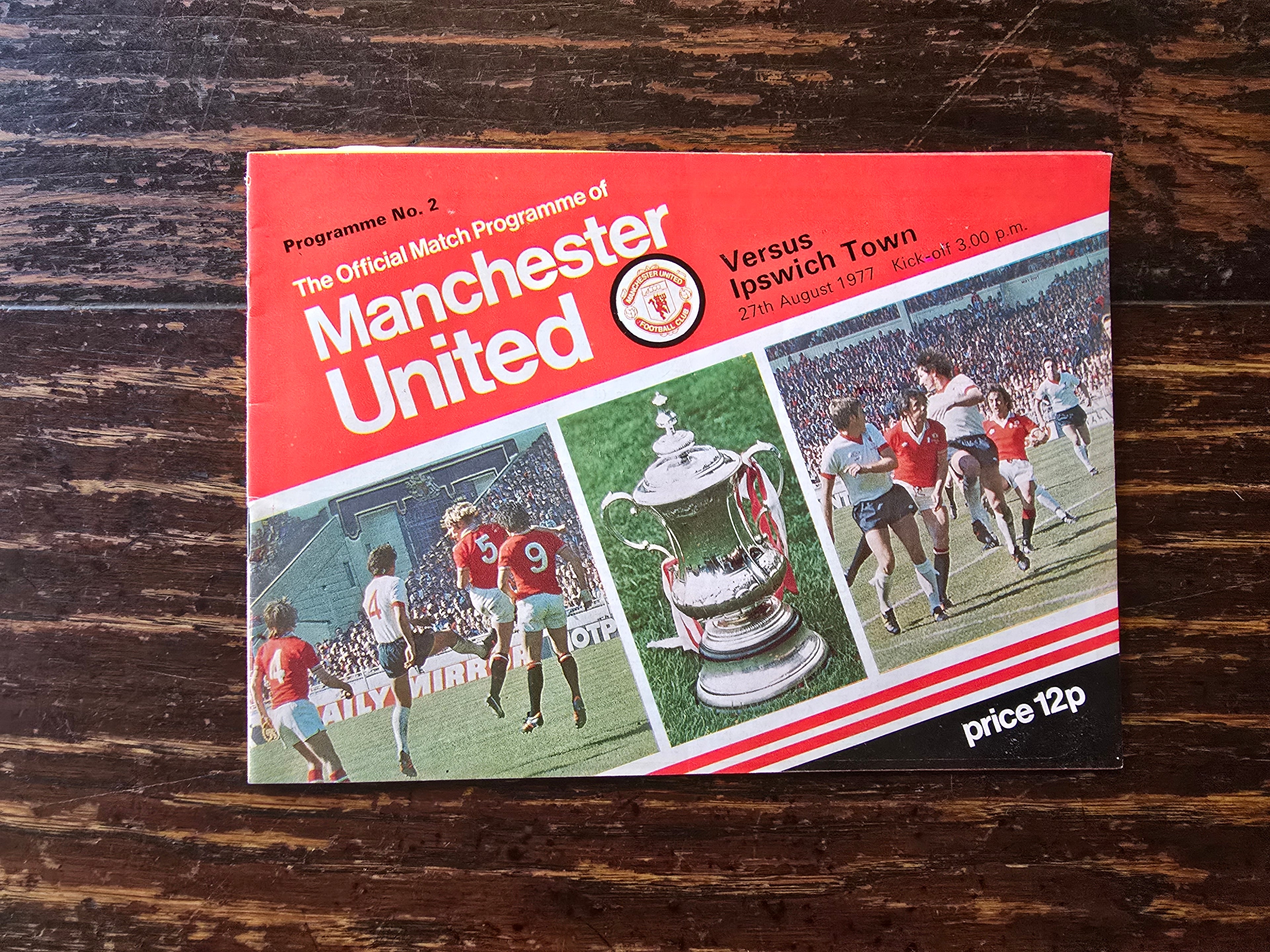 Manchester united 3 vintage 1977 match programmes.