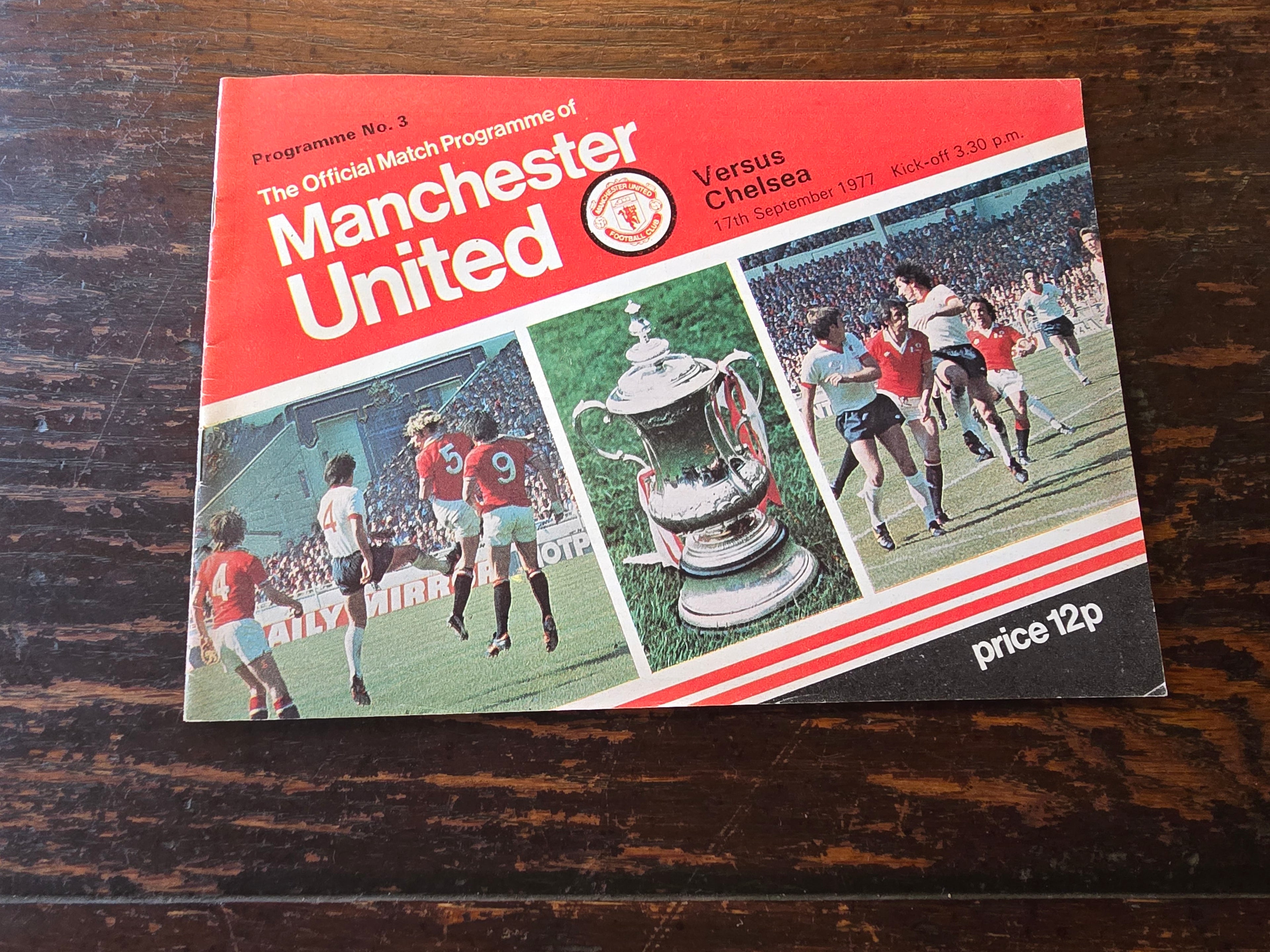 Manchester united 3 vintage 1977 match programmes.