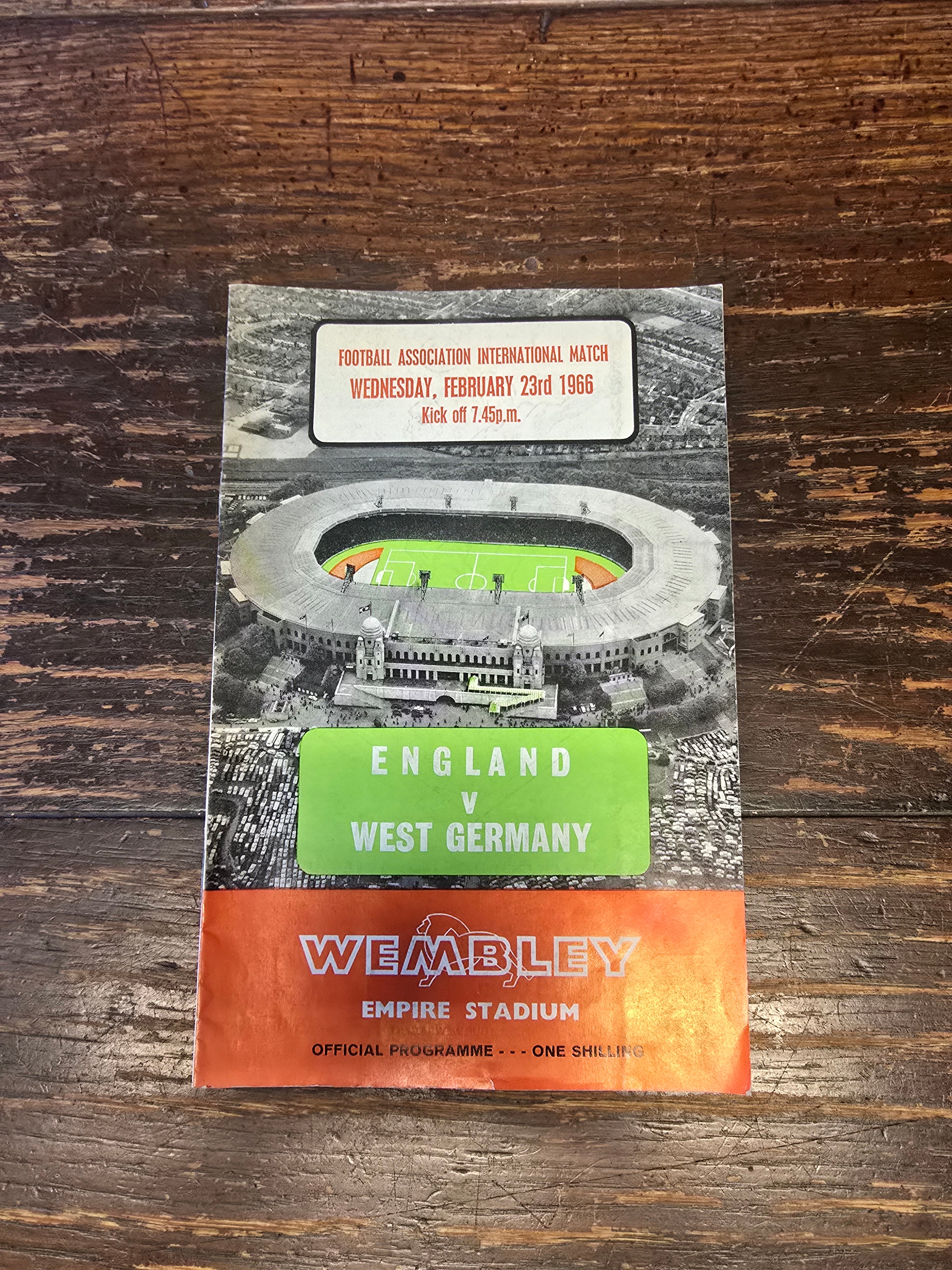 ENGLAND V WEST GERMANY OFFICIAL PROGRAMME