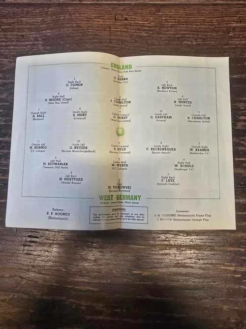 ENGLAND V WEST GERMANY OFFICIAL PROGRAMME