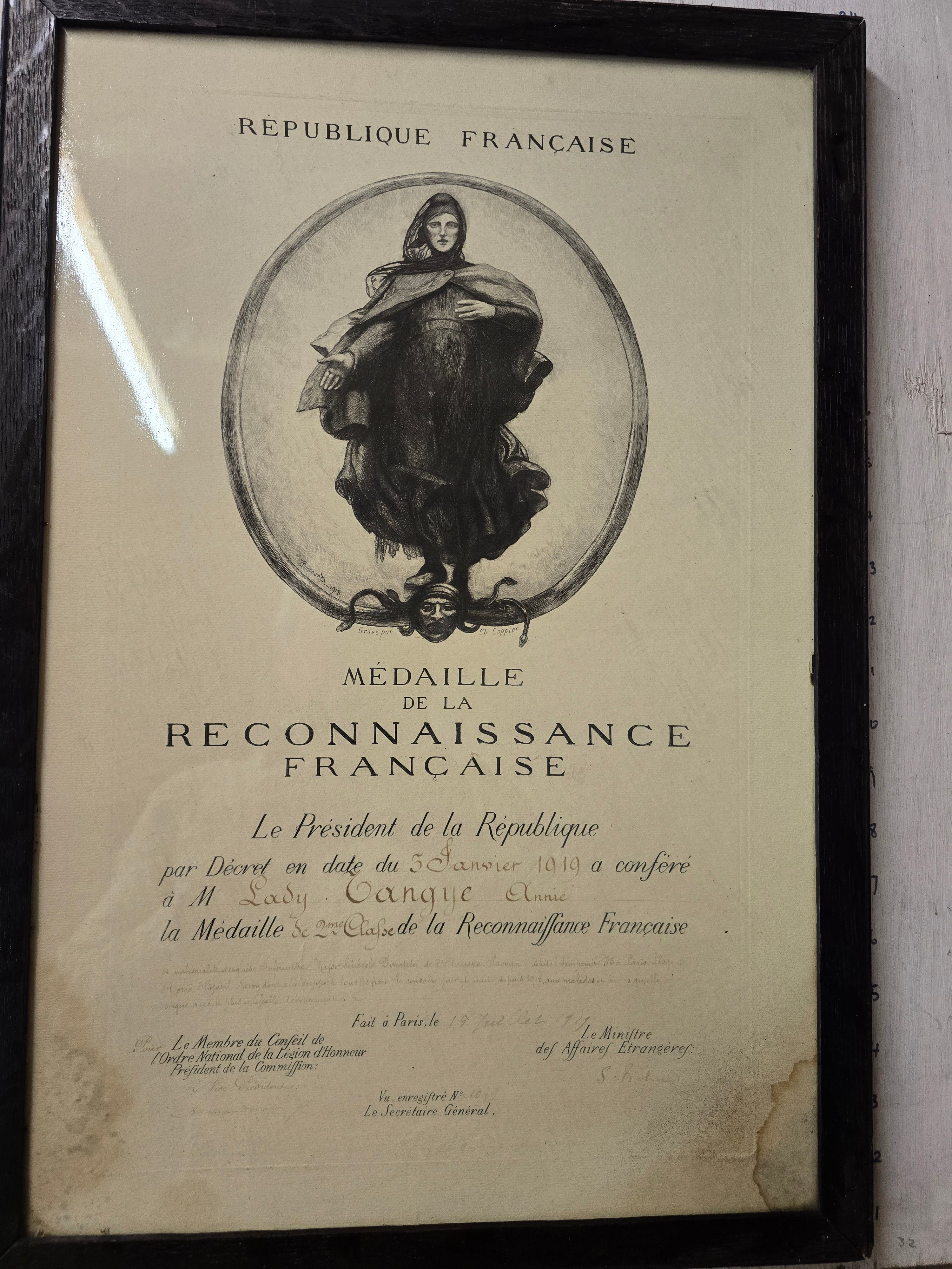 Medaille De La Reconnaissance Francaise. 1919
