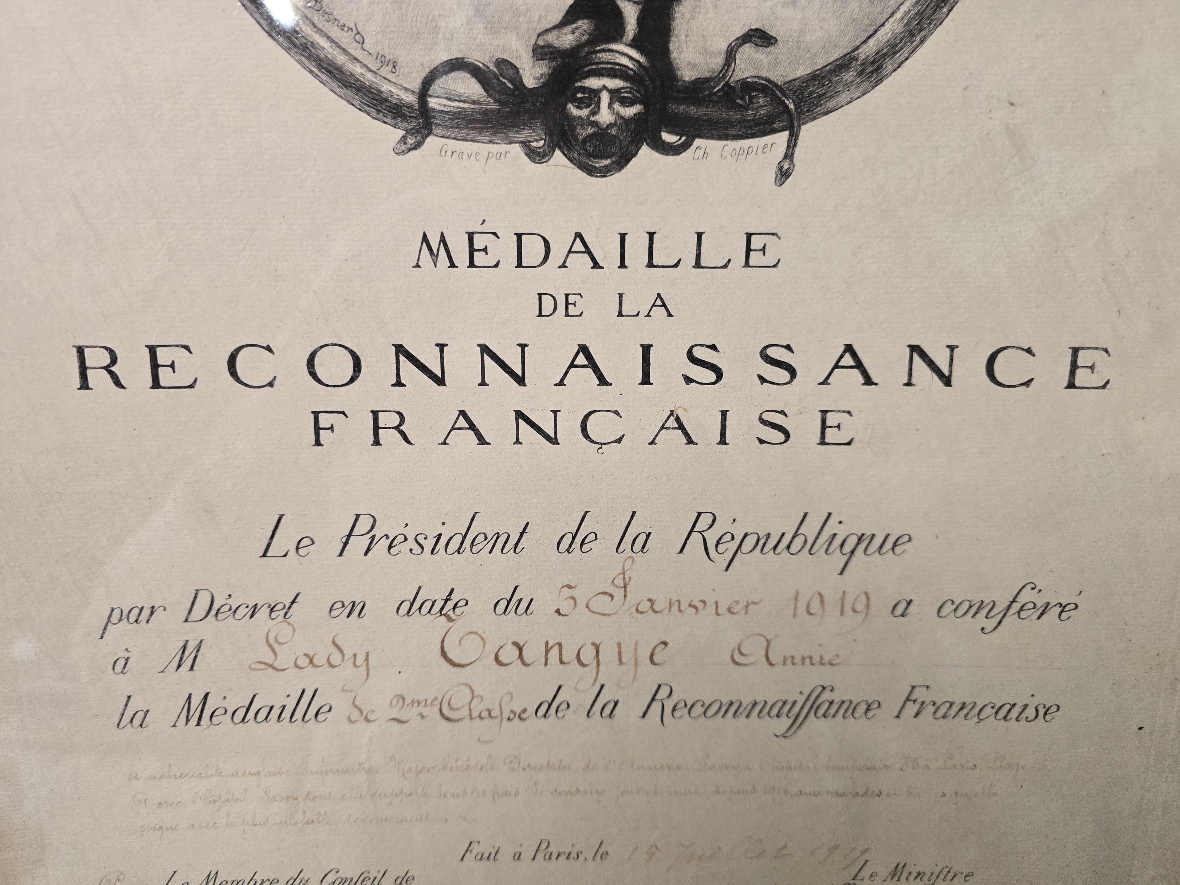 Medaille De La Reconnaissance Francaise. 1919