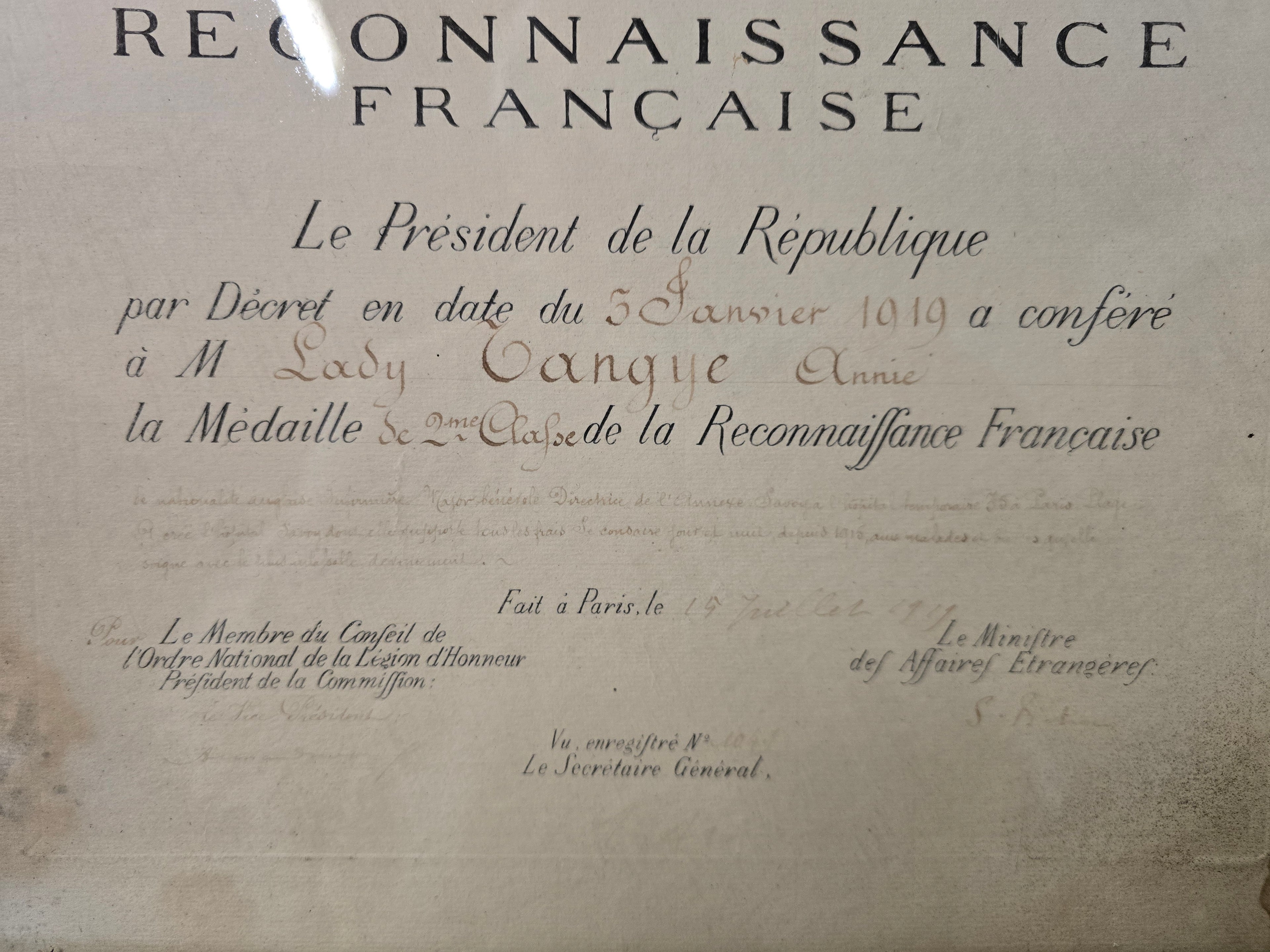 Medaille De La Reconnaissance Francaise. 1919