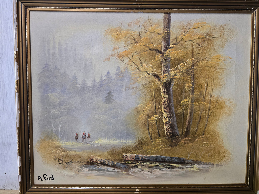 HUNTING SCENE OIL PAINTING