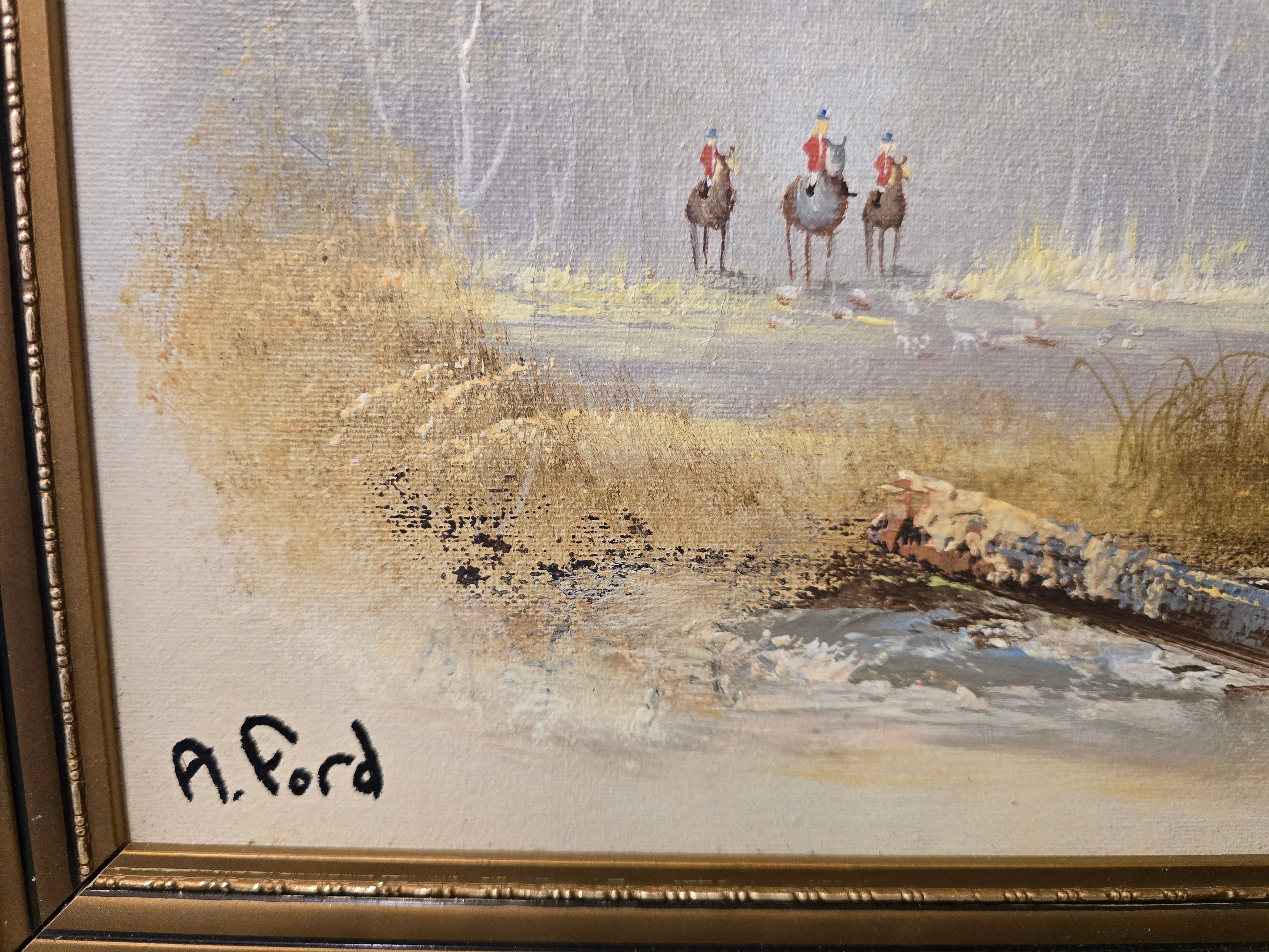 HUNTING SCENE OIL PAINTING