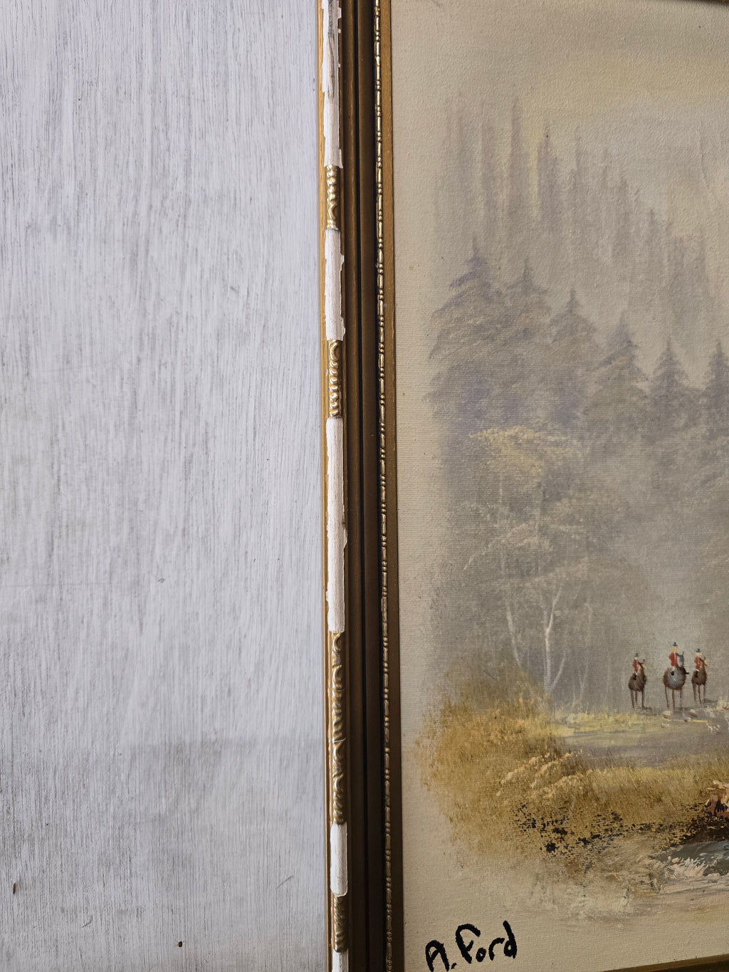 HUNTING SCENE OIL PAINTING