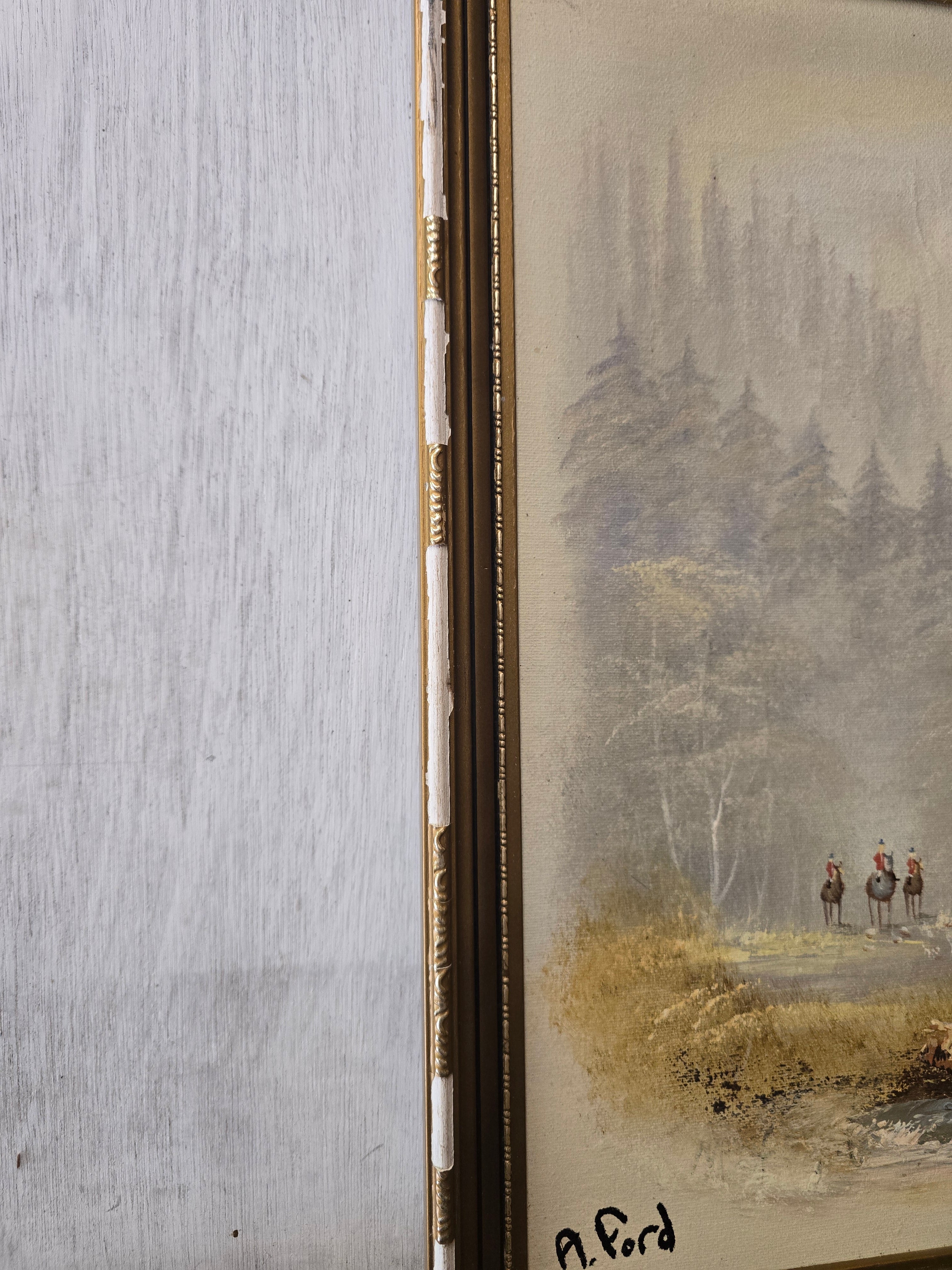 HUNTING SCENE OIL PAINTING